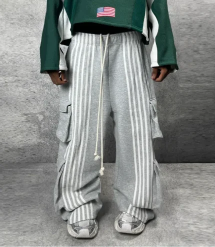 Hypedept Archive Cargo Stripe Sweatpants Gray (4)