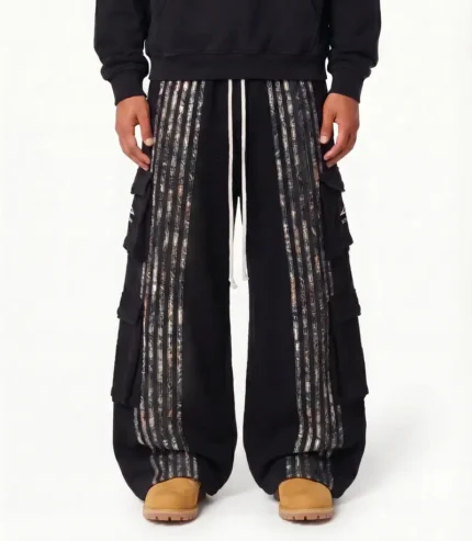 archive hunter cargo stripe sweatpants camo black (6)